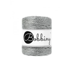 Bobbiny 3PLY točený makramé špagát 3mm METALLIC SILVER