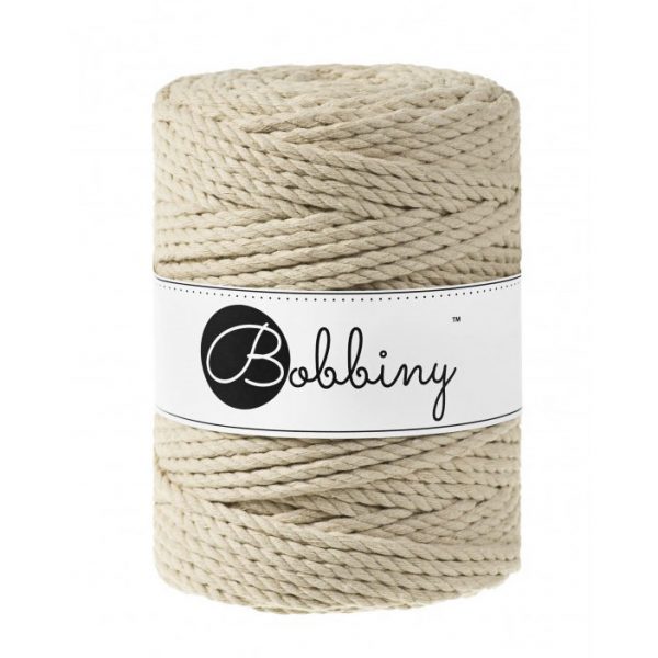 Bobbiny 3PLY točený makramé špagát 5mm BEIGE