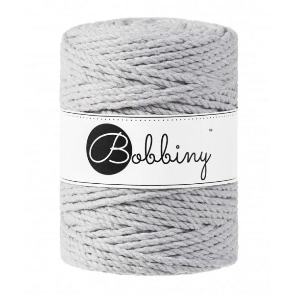 Bobbiny 3PLY točený makramé špagát 5mm LIGHT GREY