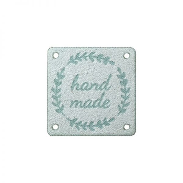Štítok/nášivka Handmade 3 x 3 cm mentol